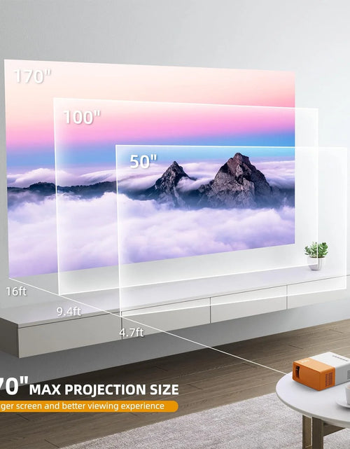 Load image into Gallery viewer, Mini Projector, Wifi Projector Support 1080P Portable Movie Projector, Phone Can Connect to Movie Wirelessly, Compatible with Smartphone/ Tablet/ Laptop/ TV Stick/ USB Drive