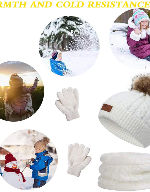 Load image into Gallery viewer, 3Pcs Kids Toddler Winter Beanie Hat Scarf Gloves Set for Boys Girls Age 2-6, Warm Fleece Lining Hat Beanie Sets