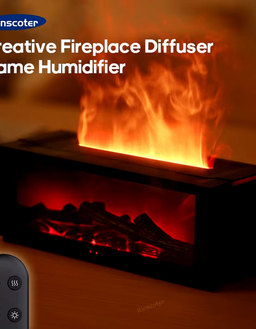 Load image into Gallery viewer, Simulated Fireplace Diffuser Aroma Essential Oil Air Humidifier with Timer Remote & Colorful Night Light for Home Creative Gift