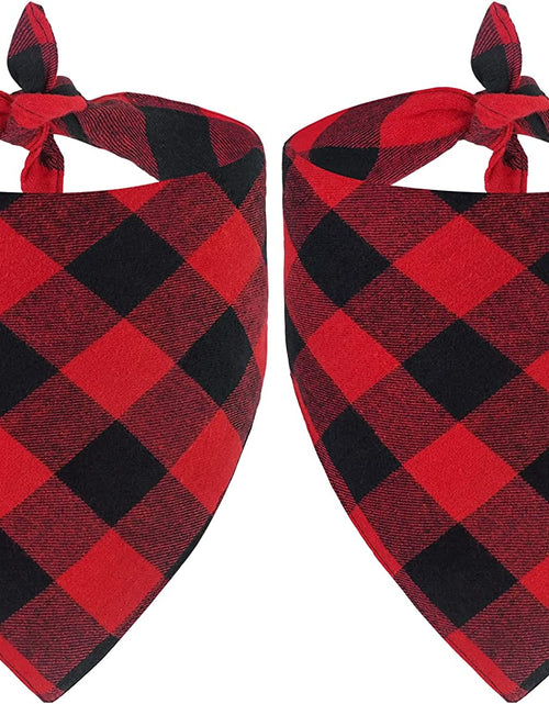 Load image into Gallery viewer, 2 Pack Dog Christmas Bandanas, Classic Buffalo Red Plaid Pet Bandana Scarf Triangle Bibs Kerchief Pet Costume Outfit Accessories for Small Medium Large and Extra Large Dogs Cats Pets (Small)