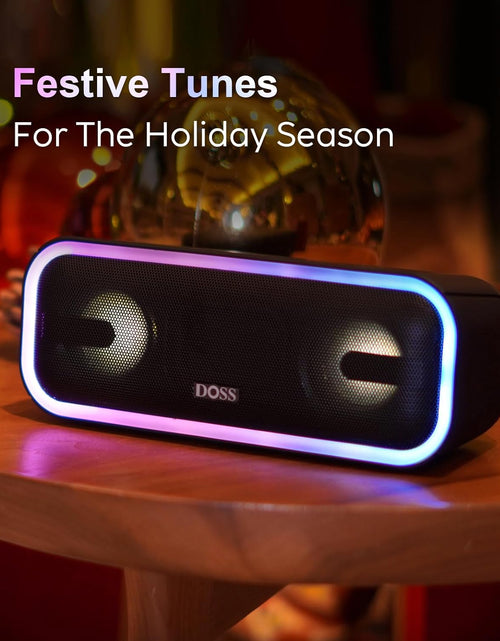 Load image into Gallery viewer, Bluetooth Speaker,  Soundbox Pro+ Wireless Pairing Speaker with 24W Stereo Sound, Punchy Bass, IPX6 Waterproof, 15Hrs Playtime, Multi-Colors Lights, for Home,Outdoor-Black