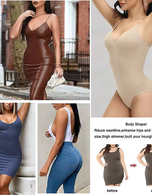Load image into Gallery viewer, Super Sale V Neck Spaghetti Strap Bodysuit Compression Body Suits Open Crotch Shapewear Slimming Body Shaper Smooth Out Bodysuit