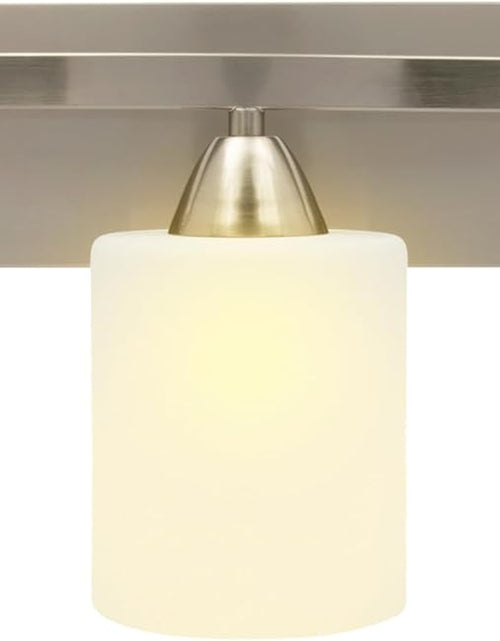 Load image into Gallery viewer, | Bathroom Vanity Light Bar | Interior Bathroom Lighting Fixtures with Modern Glass Shade | Bathroom Lights over Mirror | (Brushed Nickel, 3 Lights, E26 100W LED, Bulbs Not Included)