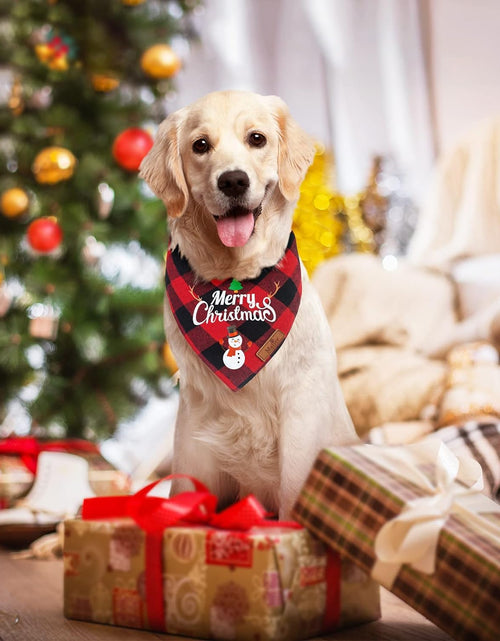 Load image into Gallery viewer, 2 Pack Dog Bandana Christmas Classic Buffalo Plaid Pets Scarf Triangle Bibs Kerchief Set Pet Costume Accessories Decoration for Small Medium Large Dogs Cats Pets