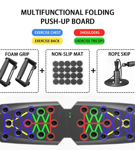 Folding Push-Up Board Chest Expansion Adult Multi-Mode Adjustable with Chest Abdomen Back Partition Core Muscle Exerciser