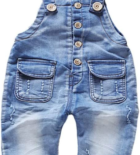 Baby & Little Boys/Girls Blue & Black Denim Overalls,Jean Workwear