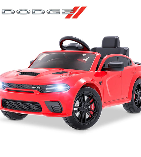 Dodge Electric Ride on Cars for Kids, 12V Licensed Dodge Charger SRT Powered Ride on Toys Cars with Parent Remote Control, Electric Car for Girls 3-5 W/Music Player/Led Headlights/Safety Belt, White
