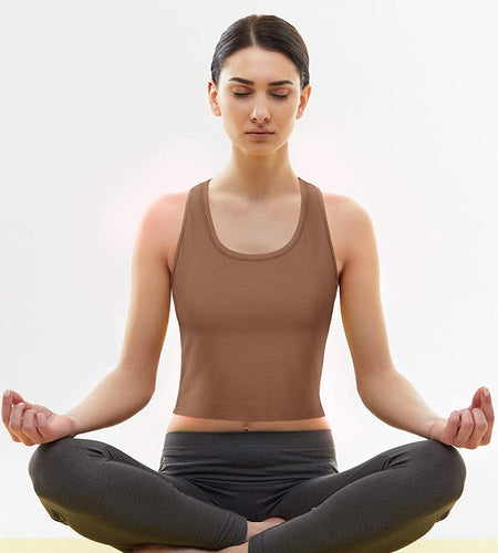 4 Pieces Basic Workout Crop Tank Tops Sleeveless Racerback Sport Tank Top for Women Yoga Running